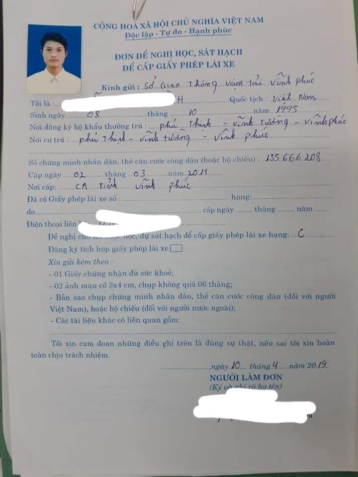 Đăng ký khóa học đạo tạo lái xe B2 tại Vĩnh Phúc